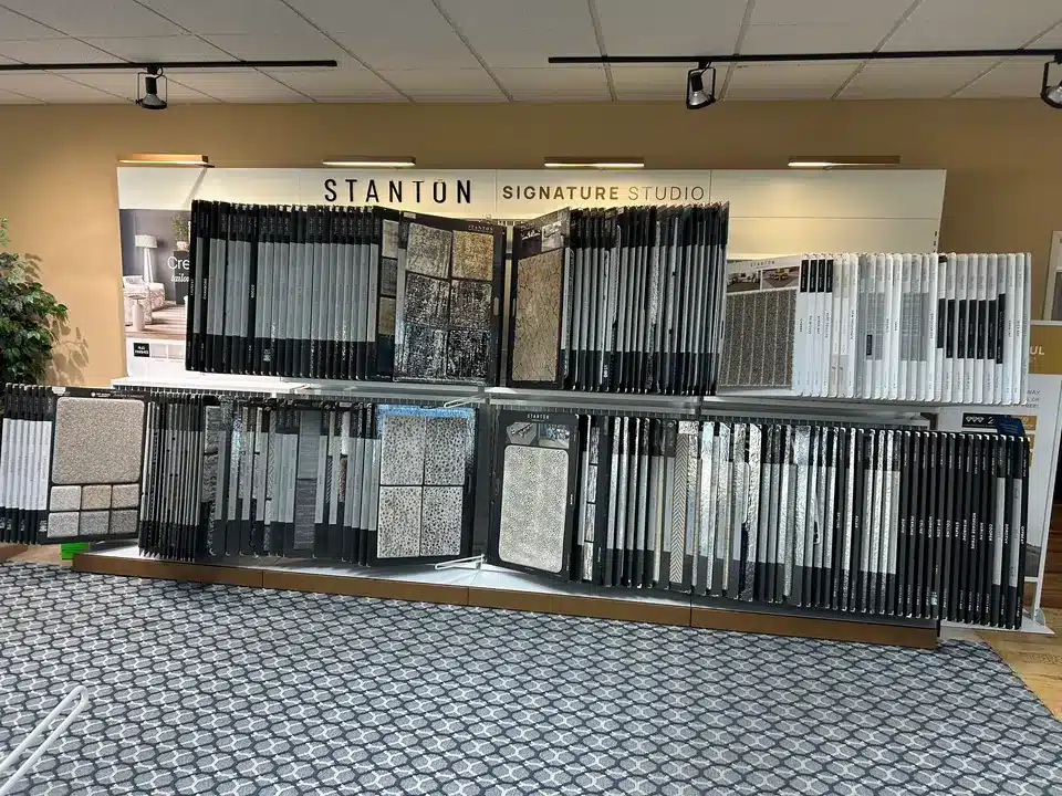 Stanton carpet samples on display in the showroom